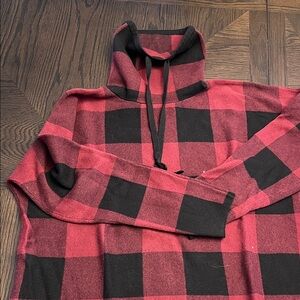 Adrienne Vittadini Red and Black Plaid Turtleneck Sweater